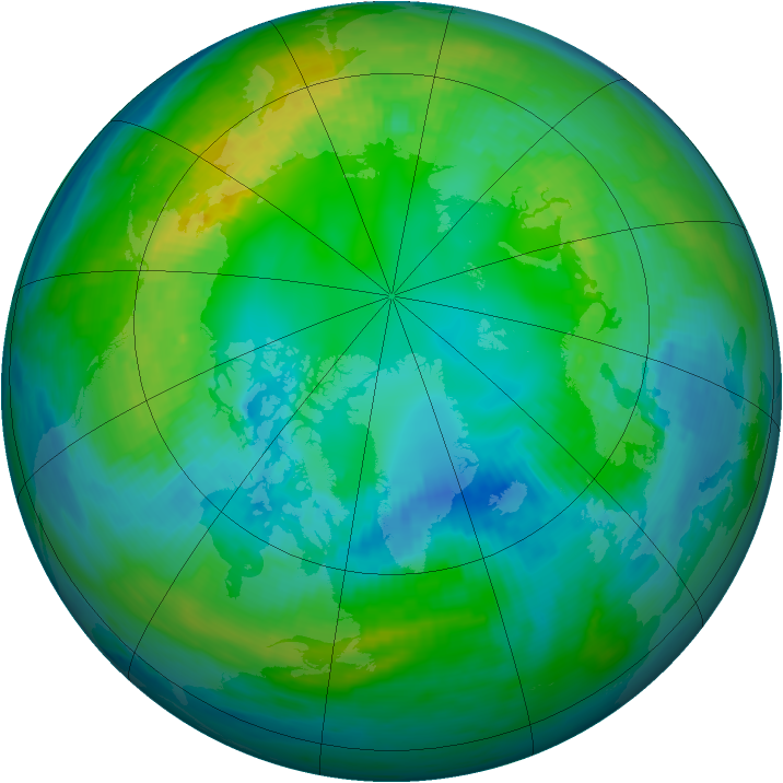 Arctic ozone map for 29 October 1980